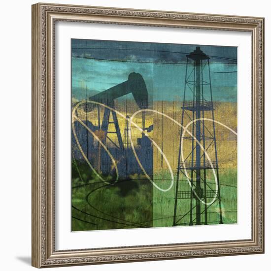 Oil Rig and Oil Well Collage-Sisa Jasper-Framed Art Print