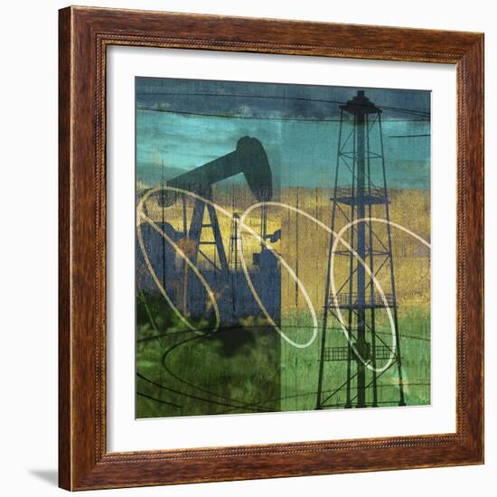 Oil Rig and Oil Well Collage-Sisa Jasper-Framed Art Print