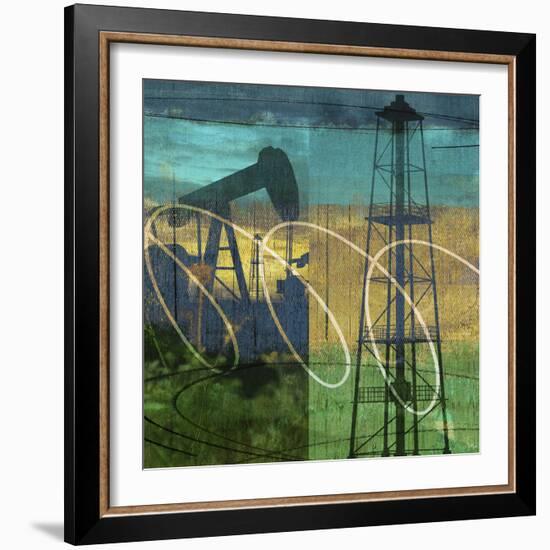 Oil Rig and Oil Well Collage-Sisa Jasper-Framed Art Print