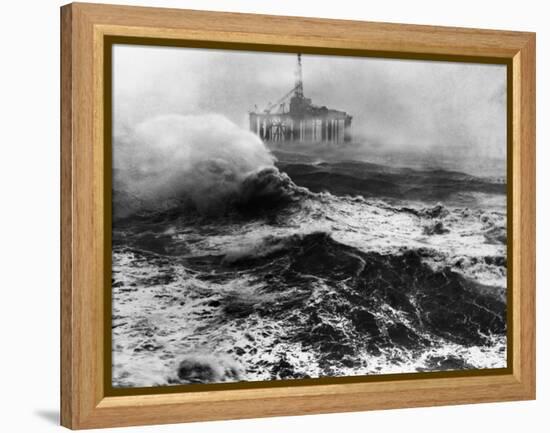 Oil Rig in Stormy Sea-null-Framed Premier Image Canvas