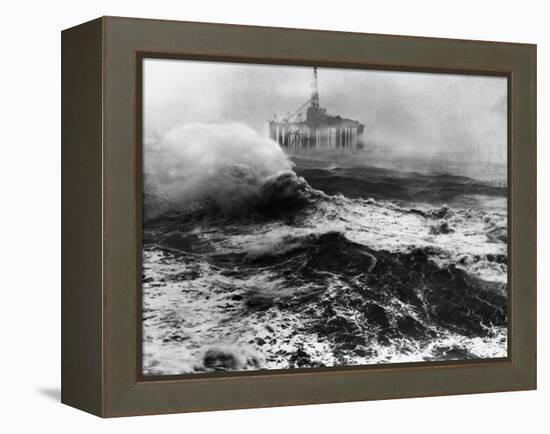 Oil Rig in Stormy Sea-null-Framed Premier Image Canvas