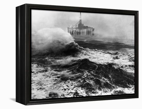 Oil Rig in Stormy Sea-null-Framed Premier Image Canvas