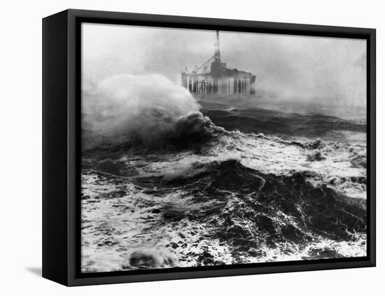 Oil Rig in Stormy Sea-null-Framed Premier Image Canvas