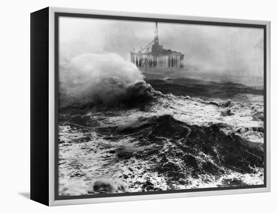 Oil Rig in Stormy Sea-null-Framed Premier Image Canvas