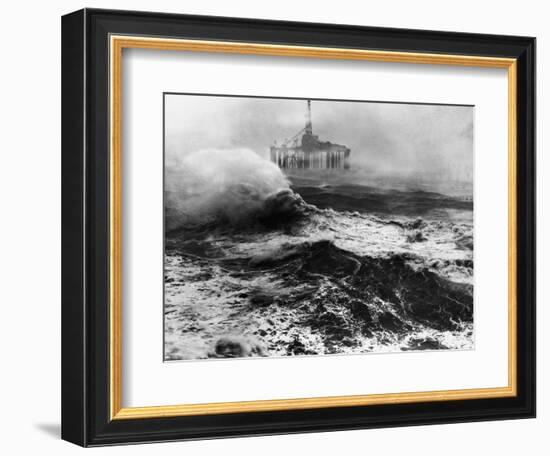 Oil Rig in Stormy Sea-null-Framed Premium Photographic Print