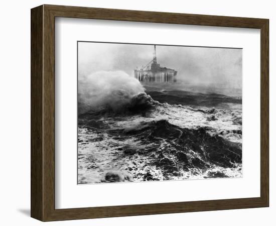 Oil Rig in Stormy Sea-null-Framed Photographic Print