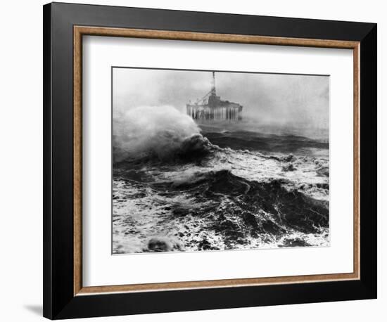 Oil Rig in Stormy Sea-null-Framed Photographic Print