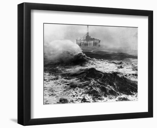 Oil Rig in Stormy Sea-null-Framed Photographic Print