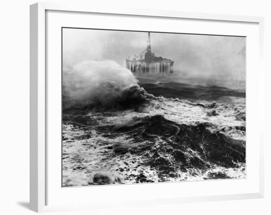 Oil Rig in Stormy Sea-null-Framed Photographic Print