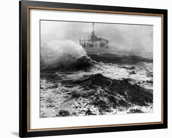 Oil Rig in Stormy Sea-null-Framed Photographic Print