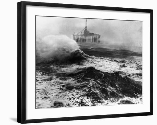 Oil Rig in Stormy Sea-null-Framed Photographic Print