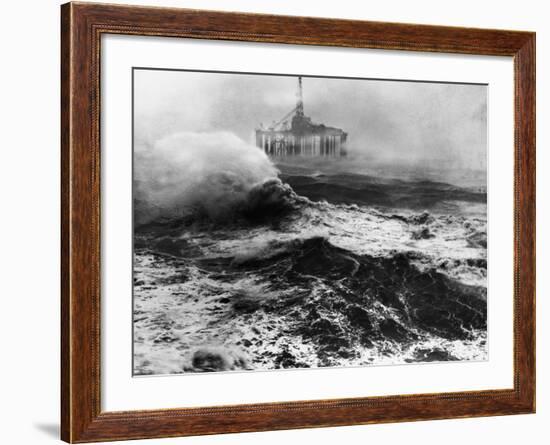 Oil Rig in Stormy Sea-null-Framed Photographic Print