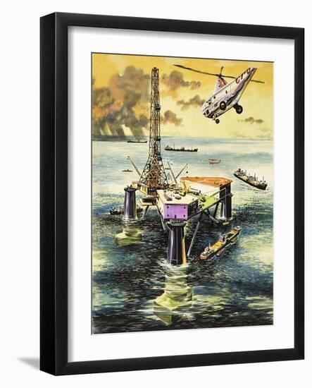 Oil Rig-null-Framed Giclee Print