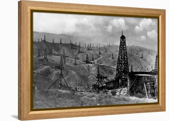 Oil Rigs Near Taft, California-null-Framed Premier Image Canvas