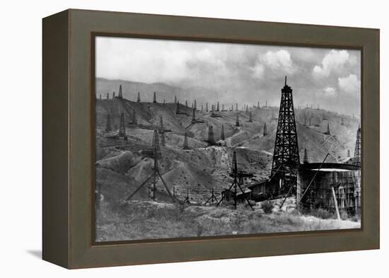 Oil Rigs Near Taft, California-null-Framed Premier Image Canvas