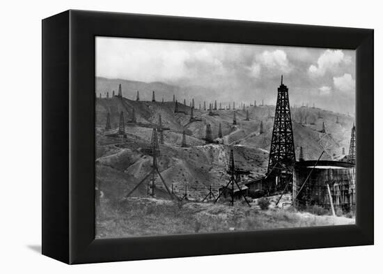 Oil Rigs Near Taft, California-null-Framed Premier Image Canvas