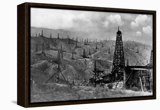 Oil Rigs Near Taft, California-null-Framed Premier Image Canvas