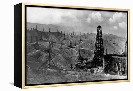 Oil Rigs Near Taft, California-null-Framed Premier Image Canvas