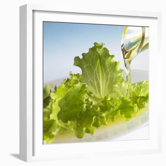 Oil Running onto Lettuce Leaves-Brigitte Wegner-Framed Photographic Print