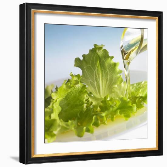 Oil Running onto Lettuce Leaves-Brigitte Wegner-Framed Photographic Print