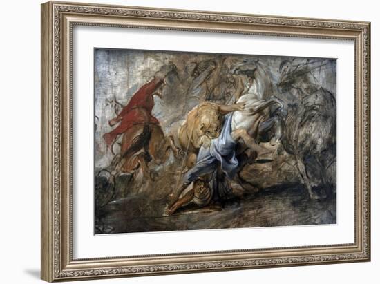 Oil Sketch for the Lion Hunt, 1621-1622-Peter Paul Rubens-Framed Giclee Print