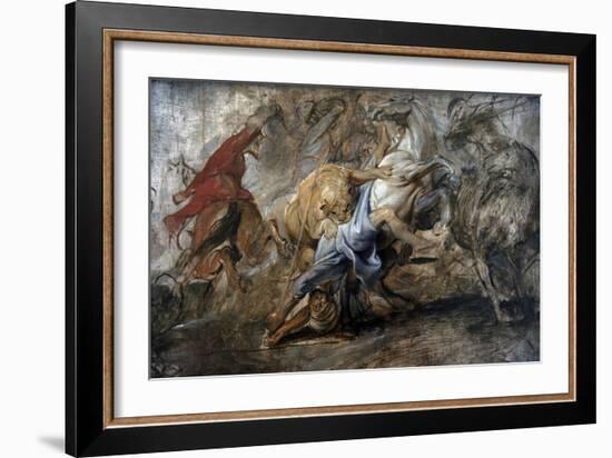 Oil Sketch for the Lion Hunt, 1621-1622-Peter Paul Rubens-Framed Giclee Print