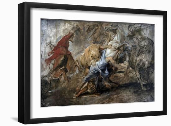 Oil Sketch for the Lion Hunt, 1621-1622-Peter Paul Rubens-Framed Giclee Print