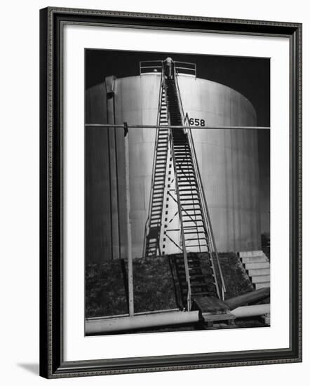 Oil Storage Tank at Standard Oil of Louisiana During WWII-Andreas Feininger-Framed Photographic Print