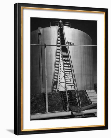 Oil Storage Tank at Standard Oil of Louisiana During WWII-Andreas Feininger-Framed Photographic Print