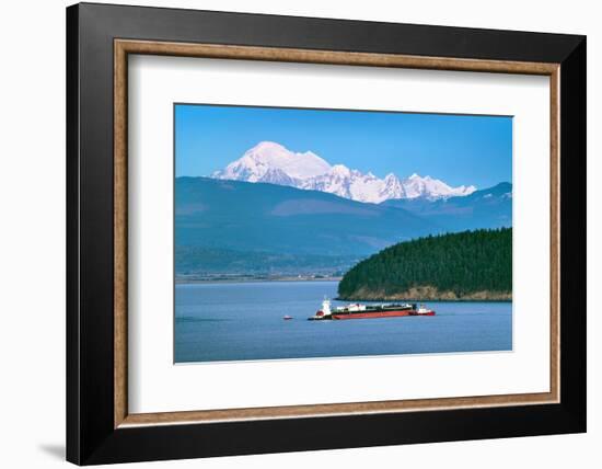 Oil tanker in Fidalgo Bay being towed to March Point Refinery, Anacortes, Washington State.-Alan Majchrowicz-Framed Photographic Print