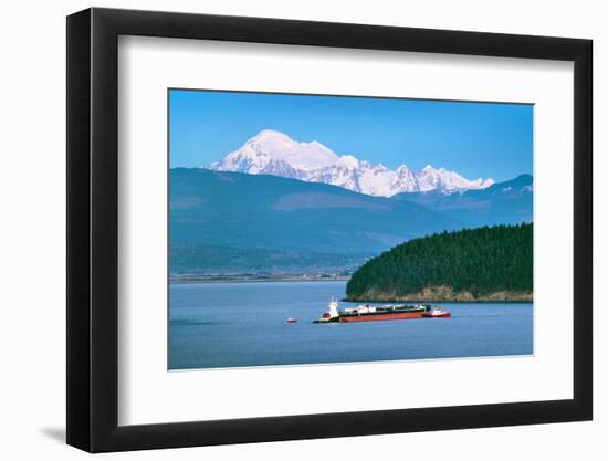 Oil tanker in Fidalgo Bay being towed to March Point Refinery, Anacortes, Washington State.-Alan Majchrowicz-Framed Photographic Print