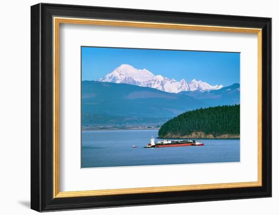 Oil tanker in Fidalgo Bay being towed to March Point Refinery, Anacortes, Washington State.-Alan Majchrowicz-Framed Photographic Print