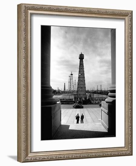 Oil Wells Outside State Capitol-Alfred Eisenstaedt-Framed Photographic Print