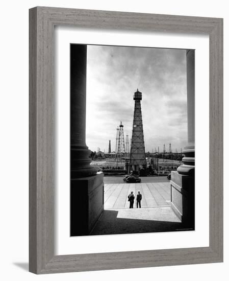 Oil Wells Outside State Capitol-Alfred Eisenstaedt-Framed Photographic Print