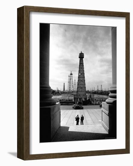 Oil Wells Outside State Capitol-Alfred Eisenstaedt-Framed Photographic Print