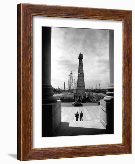 Oil Wells Outside State Capitol-Alfred Eisenstaedt-Framed Photographic Print