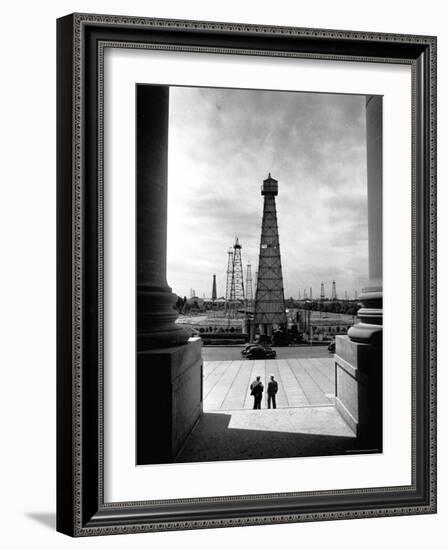 Oil Wells Outside State Capitol-Alfred Eisenstaedt-Framed Photographic Print