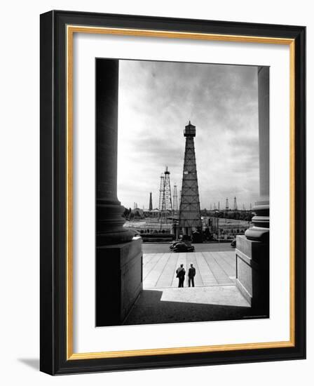 Oil Wells Outside State Capitol-Alfred Eisenstaedt-Framed Photographic Print