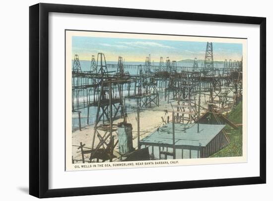 Oil Wells, Santa Barbara, California-null-Framed Art Print