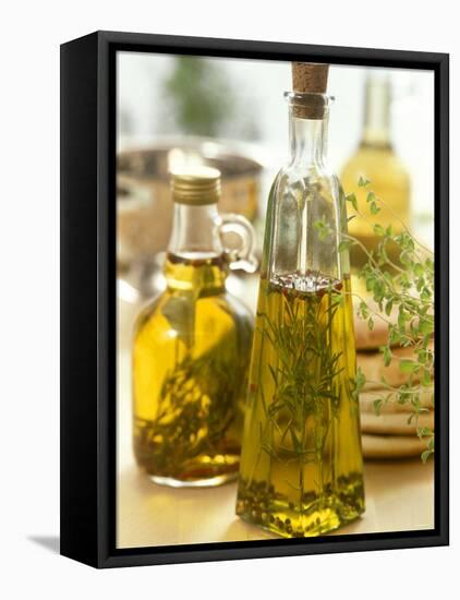 Oil with Herbs and Spices in Two Bottles-Alena Hrbkova-Framed Premier Image Canvas