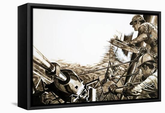 Oilmen on a Platform in the North Sea-Roger Payne-Framed Premier Image Canvas