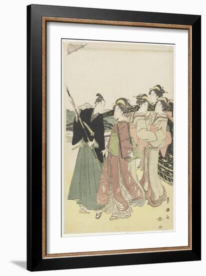 Oiran(High-Class Courtesan) Travelling as a Mitate of Daimyo Procession, 18th-19th Century-Utagawa Toyokuni-Framed Giclee Print