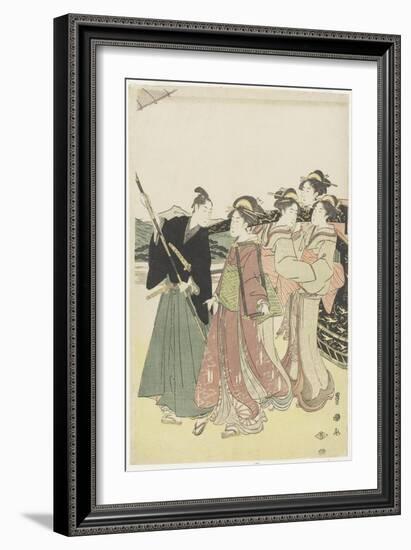 Oiran(High-Class Courtesan) Travelling as a Mitate of Daimyo Procession, 18th-19th Century-Utagawa Toyokuni-Framed Giclee Print