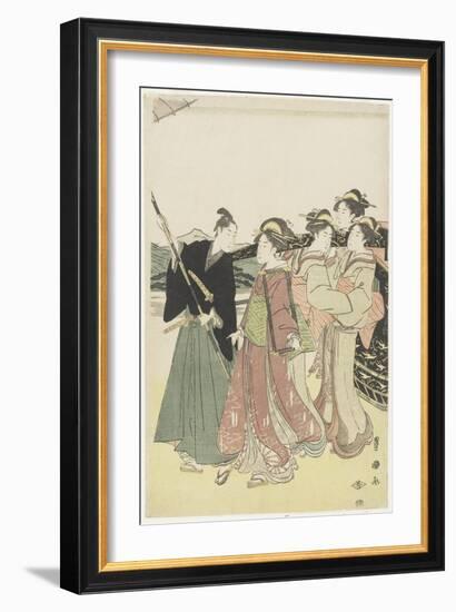 Oiran(High-Class Courtesan) Travelling as a Mitate of Daimyo Procession, 18th-19th Century-Utagawa Toyokuni-Framed Giclee Print