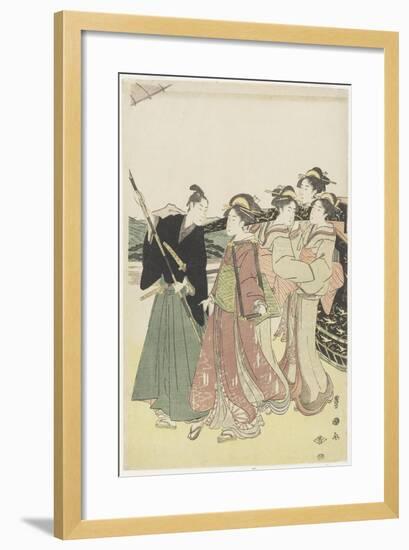 Oiran(High-Class Courtesan) Travelling as a Mitate of Daimyo Procession, 18th-19th Century-Utagawa Toyokuni-Framed Giclee Print