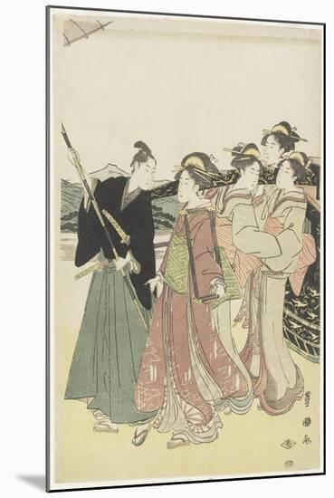 Oiran(High-Class Courtesan) Travelling as a Mitate of Daimyo Procession, 18th-19th Century-Utagawa Toyokuni-Mounted Giclee Print