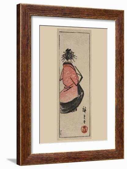 Oiran - High Class Courtesan (Ushiro Muki Oiran Zu)-Ando Hiroshige-Framed Art Print