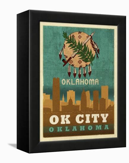 OK City flag-Red Atlas Designs-Framed Premier Image Canvas