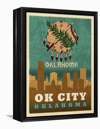 OK City flag-Red Atlas Designs-Framed Premier Image Canvas
