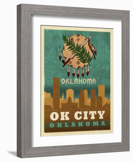 OK City flag-Red Atlas Designs-Framed Giclee Print